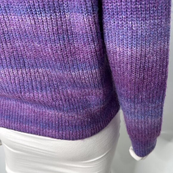 Loft Spacedye Ribbed V-Neck Long Sleeve Button Cardigan in Purple Multi Size S - Picture 15 of 16